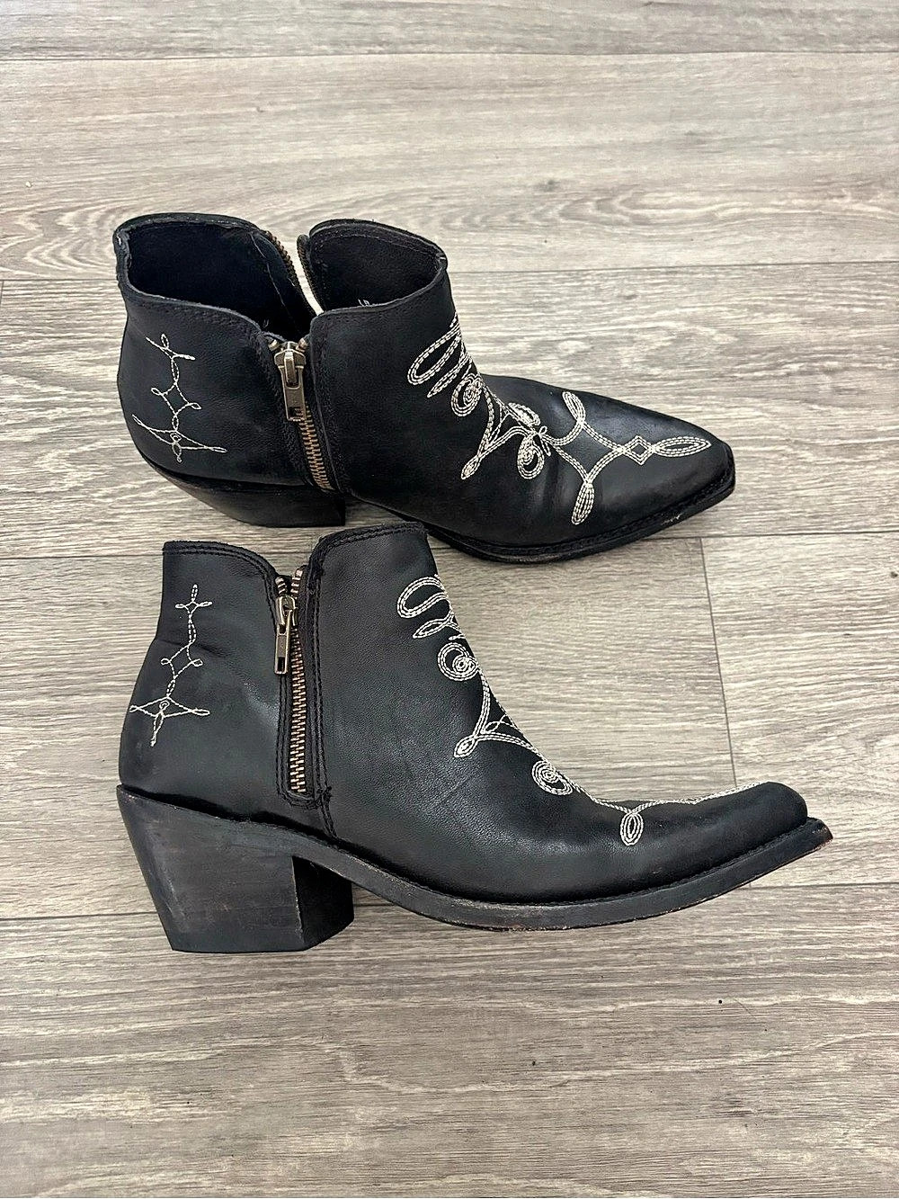 Liberty Black Embroidered Ankle Boots Black US 8